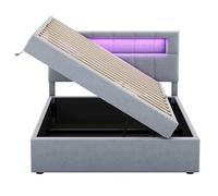 KecDuey Cama tapizada de 90x200 cm, Cama Plana con almacenaje hidráulico, Cama Alta de Lino Agradable para la Piel, Cama Individual hidráulica, diseño Minimalista, tapizado Elegante