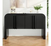 KecDuey Cómoda de 120 x 39,8 x 75 cm, aparador con esquina redondeada, estilo buffet, ligero, moderno, con puertas magnéticas con protección antivuelco para cocina, comedor, salón (negro)