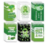 kedaijin Bloc de notas de concienciación sobre la salud mental, 24 blocs de notas en espiral con cinta verde, regalos de salud mental para adultos y niños, artículos de concienciación sobre la salud