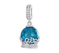 KEDDJI 925 Plata Esterlina, Patrón Retro de Ensueño Azul, Bola de Cristal, Compatible con Pandora Troll Chamilia Biagi Y Pulsera Y Collar Europeo Bsc735