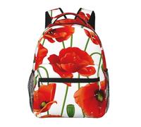 KEDDJI Flores de amapola roja, Mochila para estudiantes Mochila informal Mochila clásica Mochila escolar resistente al agua