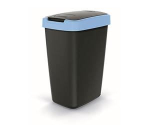 Keden Compacta Q Cubo de basura con tapa abatible y basculante de plástico de 12 l, para reciclaje, color negro y azul claro