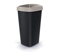 Cubo de reciclaje 25l keden en plástico con práctica tapa abierta color marrón.