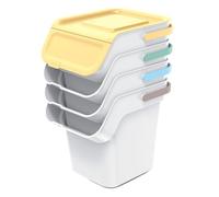 Keden Kaddi Q - Sistema de separación de basura, 4 x 20 l, juego con filtro de carbón activo, contenedor de separación de residuos con tapa, contenedor de reciclaje, cubo de basura de plástico (gris