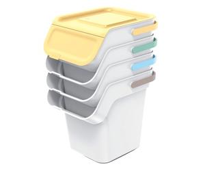 Keden Kaddi Q - Sistema de separación de basura, 4 x 20 l, juego con filtro de carbón activo, contenedor de reciclaje, cubo de plástico gris