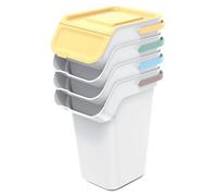 Keden Kaddi Q - Sistema de separación de basura, 4 x 25 l, juego con filtro de carbón activo, contenedor de separación de residuos con tapa, contenedor de reciclaje, cubo de basura de plástico (gris