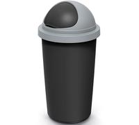 Keden® - Papelera de cocina (50 L, tapa basculante, plástico reciclado, 100% papelera, soporte de escritorio, bolsa de basura orgánica, color negro y gris