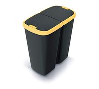 Papelera Duo negro/amarillo 50L 55x25x57cm