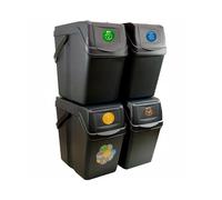 Keden Set de 4 Cubos de Basura SORTIBOX para Reciclado, Antracita, Volumen 4x25L
