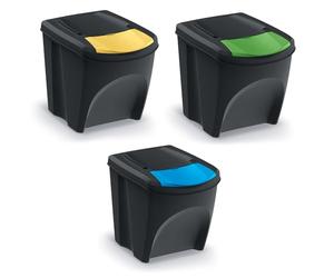 Keden Sortibox Juego de Cubos de Reciclaje Apilables (3, 25L)