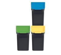 Keden Stackbox Juego de Cubos de Basura para Reciclaje Sistema de Separación de Residuos (3x 20 L, Negro)