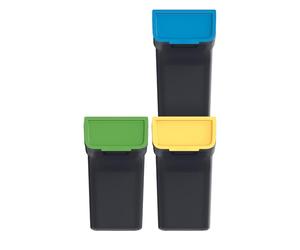 Keden Stackbox Juego de Cubos de Basura para Reciclaje Sistema de Separación de Residuos (3x 20 L, Negro)