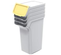 Keden Stackbox Juego de Cubos de Basura para Reciclaje Sistema de Separación de Residuos (4x 25 L, Ceniza)