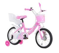 Kedia 12/14/16 Pulgadas Bicicleta Niño, Bicicleta Pedal para Niños y Niñas de 2 a 7 Años, Bicicleta con Ruedas Estabilizadoras, Asiento de Muñeca y Cestas (A-Rose, Pulgadas, 14)