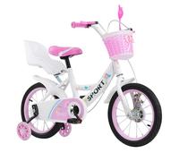 Kedia 12/14/16 Pulgadas Bicicleta Niño, Bicicleta Pedal para Niños y Niñas de 2 a 7 Años, Bicicleta con Ruedas Estabilizadoras, Asiento de Muñeca y Cestas (A-Blanco, Pulgadas, 12)