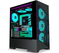 KEDIERS Caja de PC - 6 Ventiladores PWM preinstalados, Carcasa ATX Mid Tower Gaming Vivienda de Malla para Ordenador con Panel Lateral de Apertura de Vidrio Templado (Negro, G300)