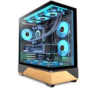 KEDIERS Caja PC preinstalada, 5 × 120 mm, negra, caja PC semitorre ATX, caja de ordenador con vista panorámica, panel frontal de vidrio templado, negra, P6 ARGB