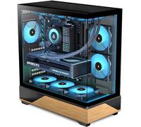 KEDIERS Carcasa de ordenador preinstalada 5 × 120 mm, ventilador negro, carcasa ATX Mid Tower PC, carcasa de ordenador con vista panorámica, panel frontal de cristal templado, negro, P6 ARGB