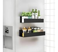 KedioPio Estantería magnética para frigorífico, 2 unidades de estante magnético para especias para frigorífico, estante de metal magnético con 4 ganchos para almacenamiento y organización de cocina
