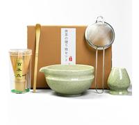 Kedoxi Te Matcha Kit, Matcha Set 5PCS Incluir Batidor Te Matcha de Bambú, Cuenco Té Matcha (Chawan), Soporte Chasen, Cuchara Matcha (Chashaku), Tamiz de Acero Inoxidable (Matcha verde)