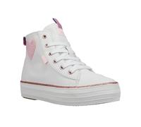 Keds Camiseta triple para niñas, Lona blanca con corazón de lentejuelas, 13 Big Kid