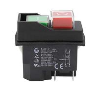 KEDU KJD17 Interruptor de botón a presión electromagnético impermeable de 4 polos de 5 polos CA 250 V 16 A, arrancador magnético, herramienta eléctrica, interruptor de seguridad para máquina (4 pines)