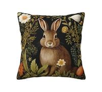 Keebik Funda de cojín con diseño de conejo vintage de William Morris para decoración del hogar, sala de estar, cama, sofá, coche, 40,6 x 40,6 cm