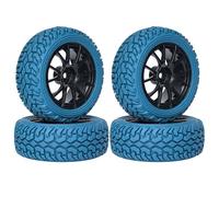 KEEDA 4 neumáticos de goma de 75 mm y ruedas de plástico, neumáticos RC y llantas para 1/10 RC en carretera coche 1/16 RC Rally Auto HSP 94123 HPI Kyosho Tamiya (azul)