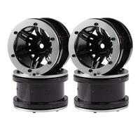 KEEDA Juego de 4 llantas Beadlock de 2,2 pulgadas para 1/10 RC Rock Crawler Auto AXIAL SCX10 RC4WD D90 Wraith YETI (plata y negro)