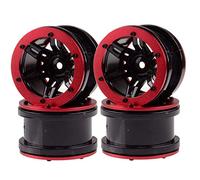 KEEDA Juego de 4 llantas Beadlock de 2,2 pulgadas para 1/10 RC Rock Crawler Auto AXIAL SCX10 RC4WD D90 Wraith YETI (rojo y negro)