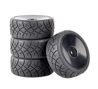 KEEDA RC Auto 65mm Gummireifen & Kunststoff FelgenRäder für 1/10 RC Modell Auto On Road Touring Car Rennwagen (C, Schwarz)