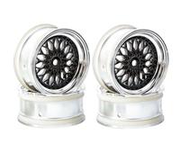 KEEDA Ruedas hexagonales de plástico de 52 mm de diámetro para coche teledirigido de 1/10 RC On Road Touring Racing Drift Car (profundidad de 3 mm, negro y plata)