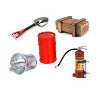 KEEDA Tambor de aceite de plástico, caja de madera, cubo, pala, extintor para Axial SCX10 TRX4 Redcat Tamiya CC01 D90 TF2 escala 1/10 RC Crawler piezas de decoración de coche