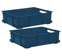 keeeper 2x Caja de almacenaje Eurobox L, Plástico ECO (PP), 43 x 35 x 17,5 cm, 20 l, Azul