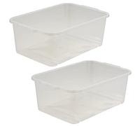 keeeper 2x Caja de almacenaje, Plástico resistente (PP), 4.5 l, 30 x 20 x 11 cm, Wilma, Transparente neutro