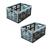 keeeper 2x Cajas plegables resistentes con asas suaves al tacto, 45 l, Ben, Azul nórdico