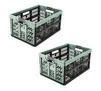 keeeper 2x Cajas plegables resistentes con asas suaves al tacto, 45 l, Ben, Verde nórdico