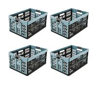 keeeper 4x Cajas plegables resistentes con asas suaves al tacto, 45 l, Ben, Azul nórdico