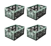 keeeper 4x Cajas plegables resistentes con asas suaves al tacto, 45 l, Ben, Verde nórdico