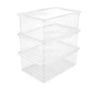 keeeper BEA Set Cajas de almacenaje 3x11 L, Plástico, Natural Transparente, 39 x 26,5 x 14 cm, PP