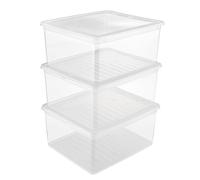 keeeper BEA Set Cajas de almacenaje 3x18 L, Plástico, Natural Transparente, 39 x 33,5 x 18 cm, PP