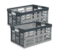keeeper ben - Cajas plegables profesionales (45 L / Polipropileno / Color gris antracita), 2 unidades