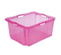 keeeper Caja de Almacenaje con Asas Integradas, Tamaño: XXL, 52 x 43 x 26 cm, 44 l, Franz, Rosa Transparente