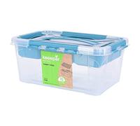keeeper Caja de almacenaje con tapa y accesorio, 29 x 19 x 12,4 cm, 4,2 l, Hubert+Hilda, Transparente/Aqua Blau (azul)