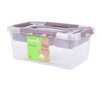 keeeper Caja de almacenaje con tapa y accesorio, 29 x 19 x 12,4 cm, 4,2 l, Hubert+Hilda, Transparente/Taupe (gris)