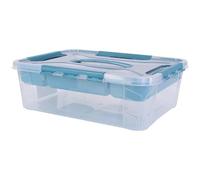 keeeper Caja de almacenaje con tapa y accesorio, 39 x 29 x 12,4 cm, 10 l, Hubert+Hilda, Transparente/Aqua Blau (azul)