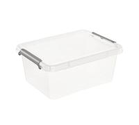 keeeper Caja de almacenamiento/Clipbox lara, 1,6 l, 19,5 x 15 x 8,5, Modular apilable, Tapa con clip para cerrar, Transparente