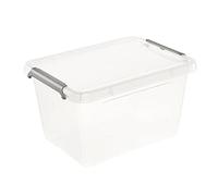 keeeper Caja de almacenamiento/Clipbox lara, 2 l, 19,5 x 15 x 11, Modular apilable, Tapa con clip para cerrar, Transparente