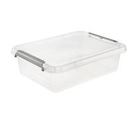 keeeper Caja de almacenamiento/Clipbox lara, 8,5 l, 39 x 29 x 11, Modular apilable, Tapa con clip para cerrar, Transparente