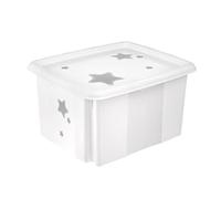 keeeper Caja de almacenamiento con tapa Estrellas, Giratoria y apilable, Para niños, 24 L, Karolina, Blanco Nordic